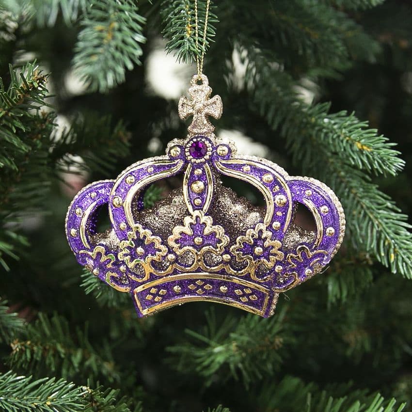 Purple and Gold Royal Crown Christmas Tree Decoration Ornament by Posh Bananas Gifts UK