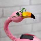 Quirky Pink Flamingo Metal Garden Ornament Sculpture With Solar Powered Lights