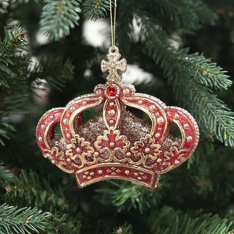 Red and Gold Royal Crown Christmas Tree Decoration Ornament