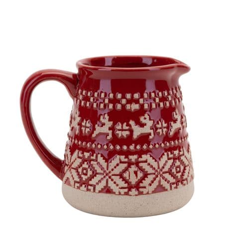 Red and White Nordic Scandi Christmas Milk Jug