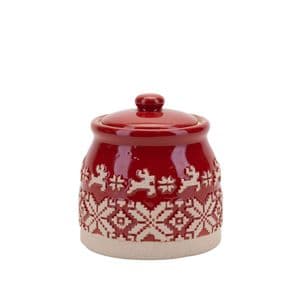 Red and White Nordic Scandi Christmas sugar bowl jar