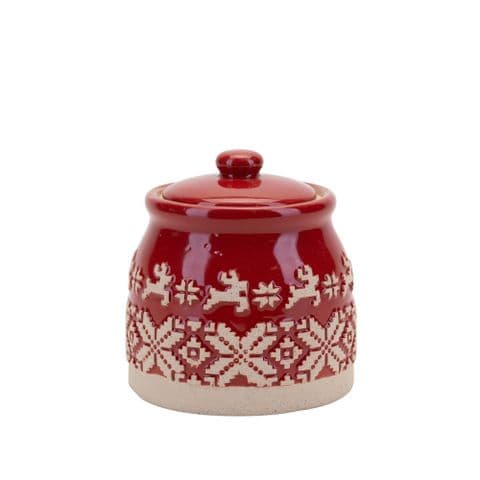 Red and White Nordic Scandi Christmas sugar bowl jar