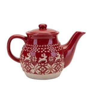 Red and White Nordic Scandi Christmas Teapot