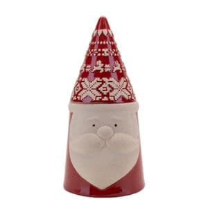 Red and White Nordic Scandi Santa Clause Christmas Cookie Jar