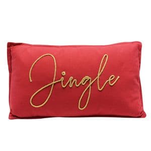 Red Embroidered Large Rectangular 'Jingle' Christmas Cushion