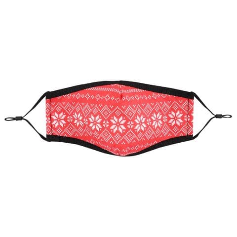 Red Fair Isle Reusable Christmas Face Covering Mask