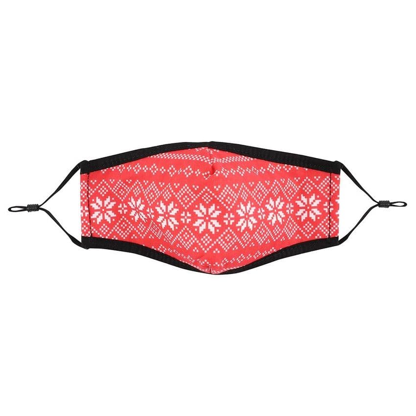 Red Fair Isle Reusable Christmas Face Covering Mask. A perfect gift for Christmas 2020. Perfect for wearing with your Christmas jumper.