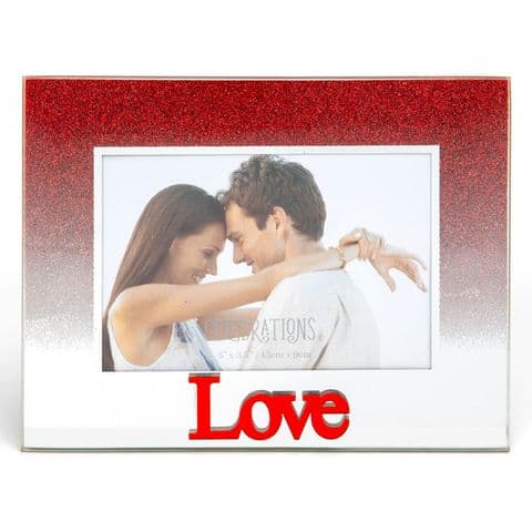 Red Glitter Love Photo Frame 5" x 3.5"