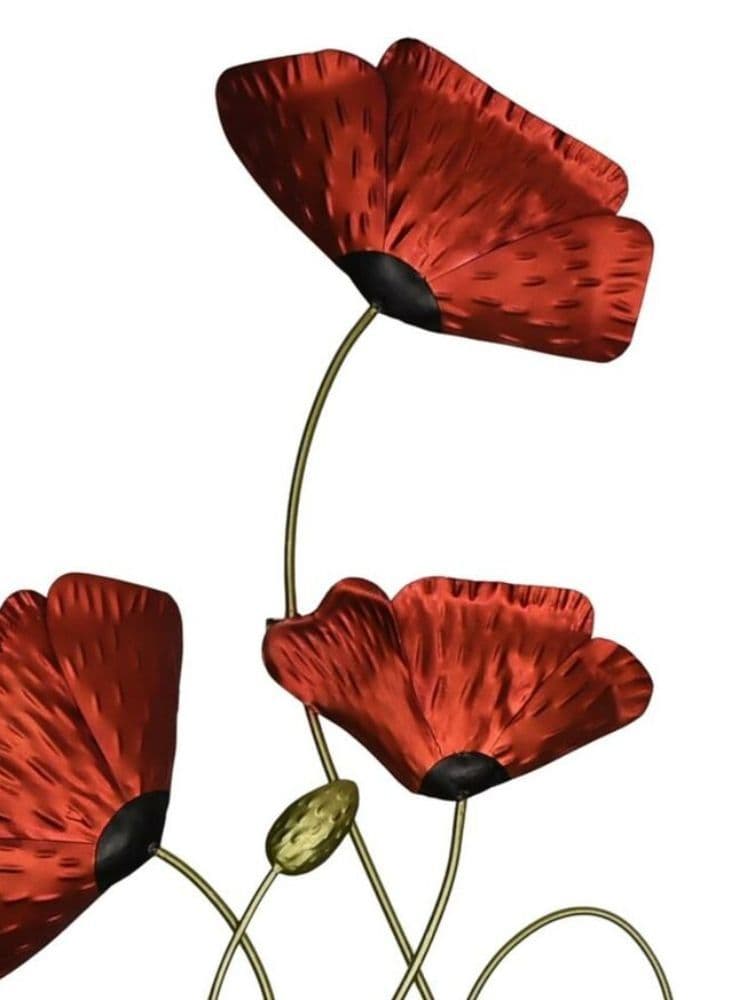 Red Poppy Metal Wall Art Ornament For Home and Garden. Hand made