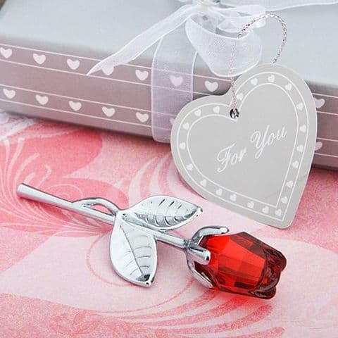Red Rose Crystal and Silver Wedding Party Table Favor Gift for Guests