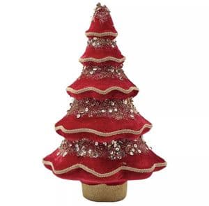 Red Velvet Embellished Christmas Tree Ornament 35cm