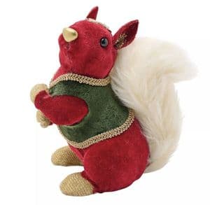 Red Velvet Squirrel Christmas Decoration