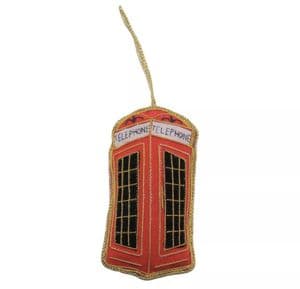 Red Velvet Telephone Box Hanging Decoration