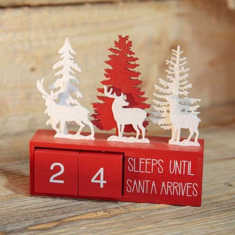 Red & White Wooden Christmas Countdown Calendar