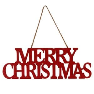 Red Wooden Hanging 'Merry Christmas' Sign - Nordic Style Christmas Decorations