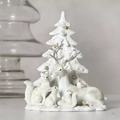 Reindeer, Squirrel & Rabbit Woodland Scene Christmas Ornament