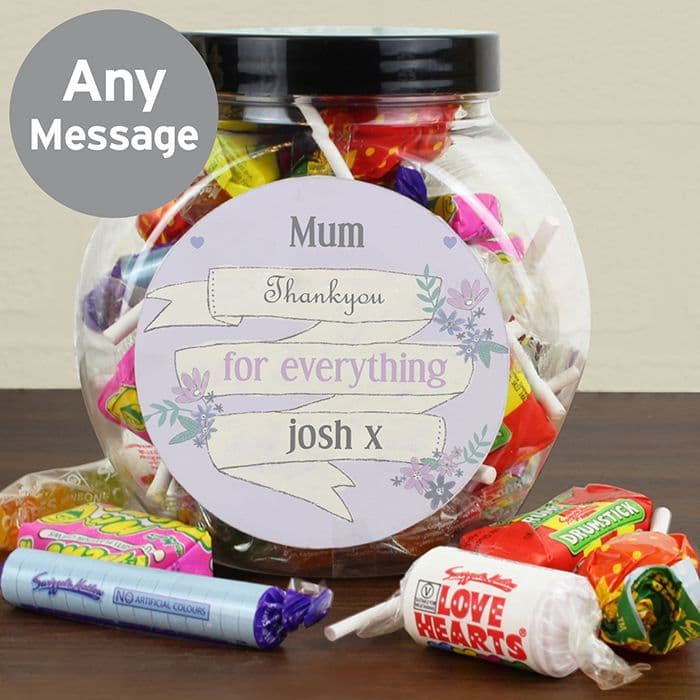 Retro Sweet Jar Gift Personalised With Any Message Gift Idea For Mothers Day & Birthdays