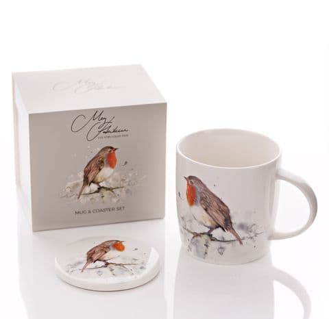 Robin Redbreast Design Mug and Coaster Gift Set