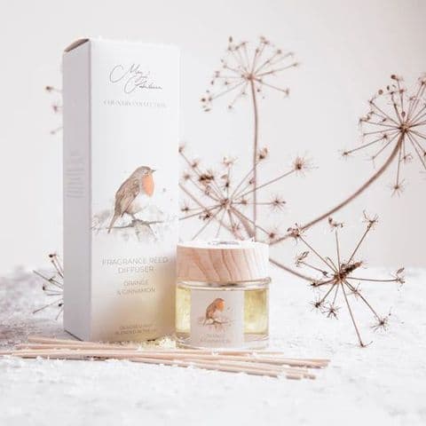 Robin Redbreast Design Reed Diffuser by Meg Hawkins - Orange & Cinnamon Fragrance