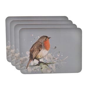 Robin Redbreast Design Set Of 4 Placemats by Meg Hawkins