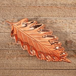 Rose Gold Copper Ceramic Leaf Dish - Leaf shaped Christmas serving plate