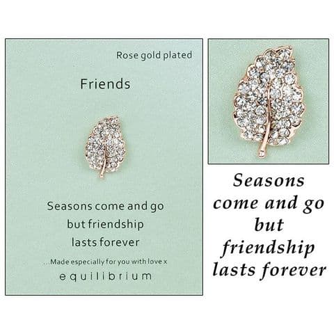Rose Gold Leaf Brooch – Friends Diamante Pin Gift