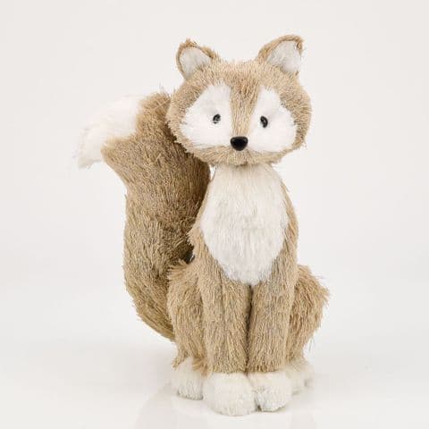 Rustic Sitting Fox Straw Woodland Christmas Decoration