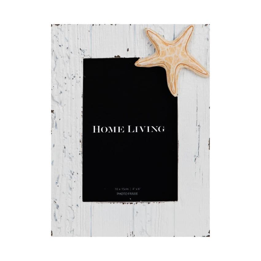 Seashell Beach Theme White Wooden Photo Frame 4 x 6 Nautical home decor accessory