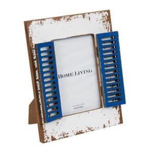 Rustic White Wooden Photo Frame With Shutters Nautical Style 4 x 6