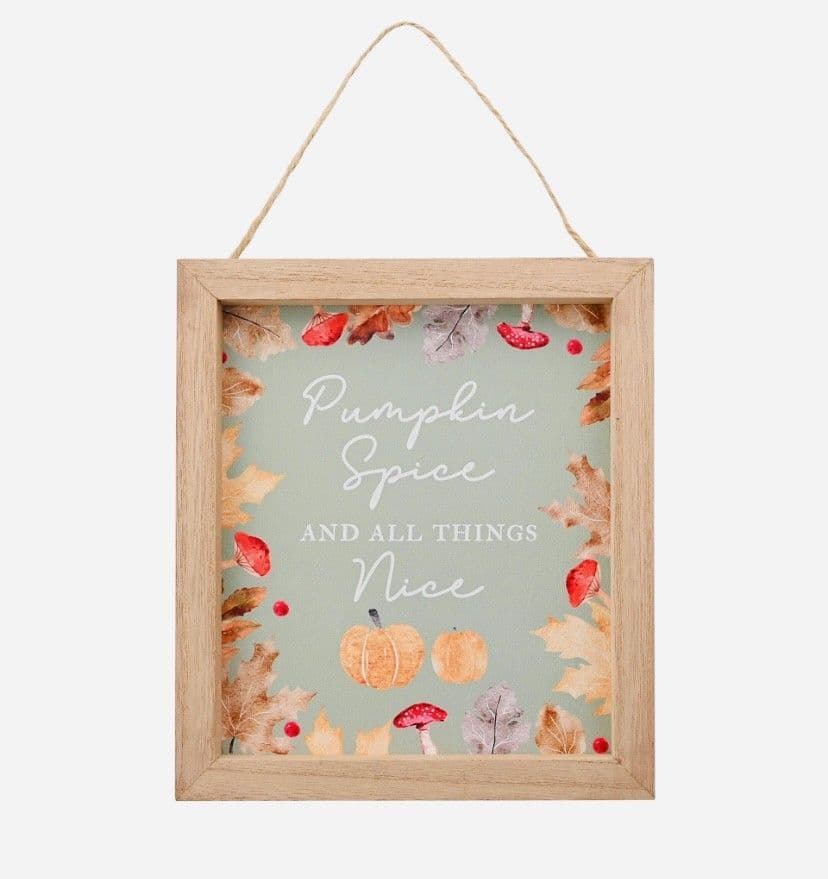 Rustic Wooden Autumn Quote Wall Plaque - Pumpkin Spice and All Things nice quote