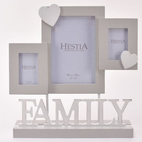 Rustic Wooden Family Photo Frame Multi Aperture In Pale Grey and White