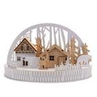 Rustic Wooden Forest Scene Light Up Christmas Decoration Ornament White and natural wood.