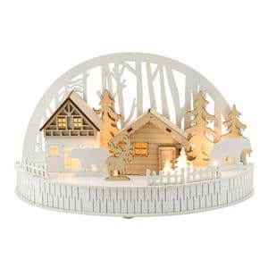 Rustic Wooden Forest Scene Light Up Christmas Decoration Ornament