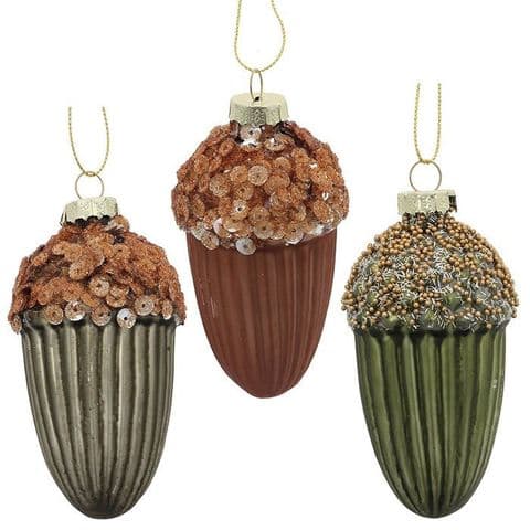 Rustic Woodland Hanging Christmas Acorn Ornaments