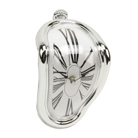 Salvadore Dali Surreal Shelf sitting 'Melting' Clock - Chrome effect shelf clock