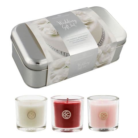 Scented Candle Wedding Gift Set By Colonial Candle - Set Of 3 Scented Jar Candles in Gift Tin For Wedding Gift