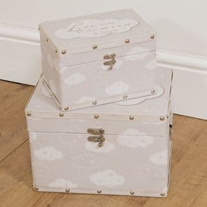 Set of 2 Baby's Storage Boxes 'Love You To The Moon & Back' Baby Keepsake Chests for Nursery