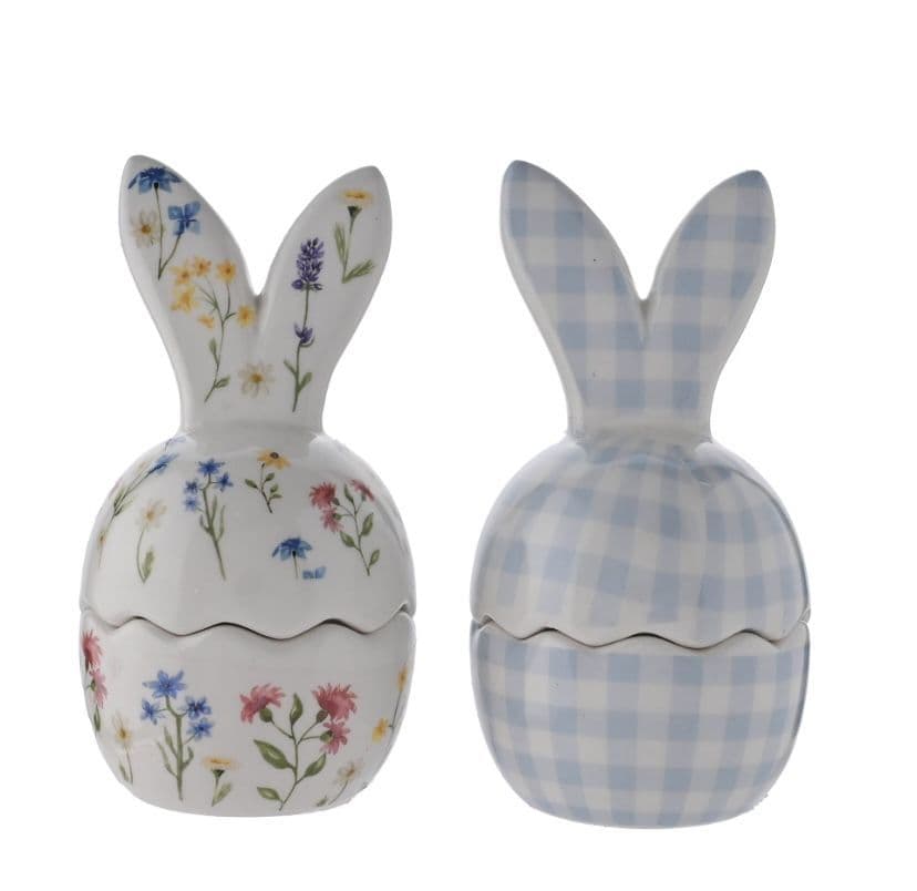 Set Of 2 Gingham & Floral Lidded Easter Eggcups - His and Hers Easter gift