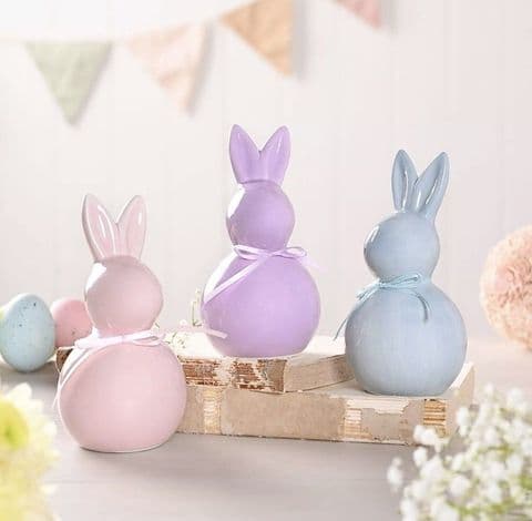 Set Of 3 Bunny Shape Contemporary Pastel Easter Ornaments
