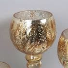 Set of 3 Large Gold Glass Goblet Style Candle Holders Luxury Table Centerpiece
