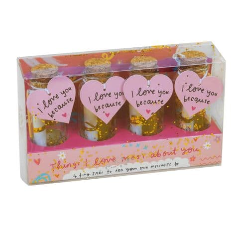 Set of 4 Love Message In a Jar set - Valentine and Anniversary Gift Idea For Boyfriend or Girlfriend