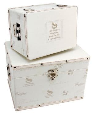 SET OF TWO CHILDS STORAGE BOXES - CHRISTENING - NEW BABY - NURSERY GIFT
