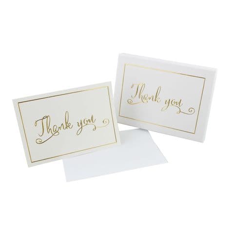 Set of White and Gold Thank You Cards In Box - Wedding thank you cards, 50th Anniversary Thank You Cards