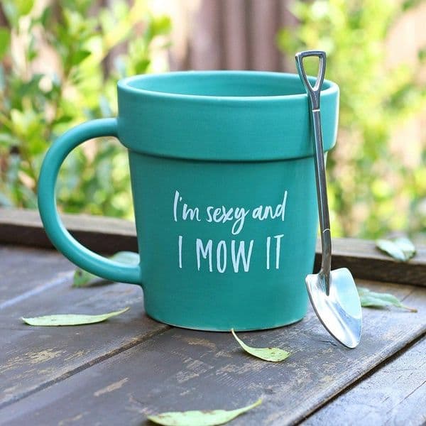 Sexy And I Mow It Plant Pot Mug Gift For Garden Lovers