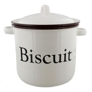 Shabby Chic Farmhouse Kitchen Biscuit Jar - White Retro Biscuit Jar