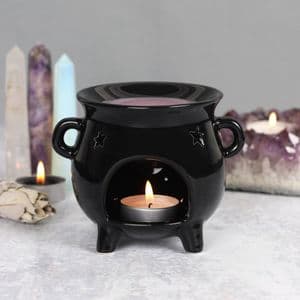 Shiny Black Cauldron Shaped Oil Melt Burner Gift