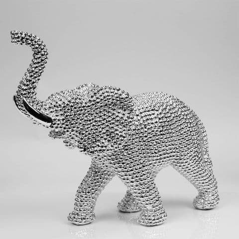 Silver Diamante Effect Elephant Figurine Home Ornament