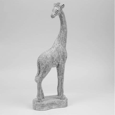 Silver Diamante Effect Giraffe Figurine Home Ornament