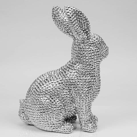 Silver Diamante Effect Rabbit Figurine Home Ornament