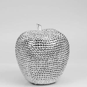 Silver Diamante Look Apple Home Ornament